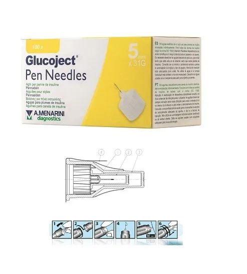 934512664-GLUCOJECT PEN NEEDL 5MM G31 100P
