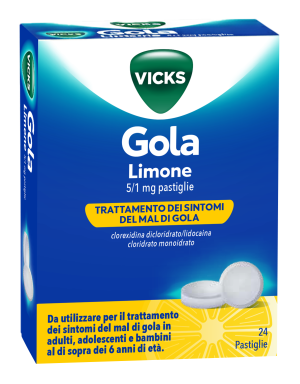 051649085-VICKS GOLA*24PAST 5+1MG LIMONE
